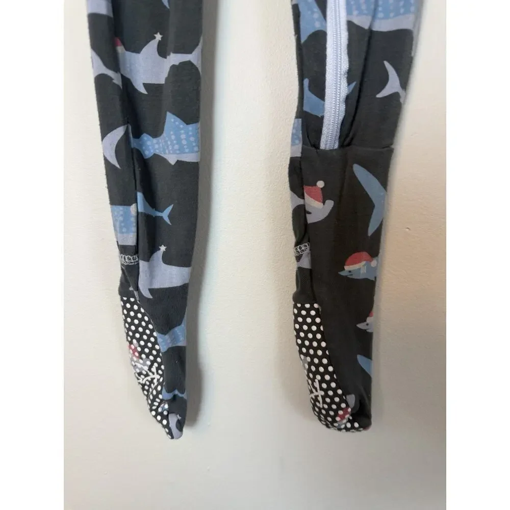 kickee pants bamboo santa shark footie pajamas size 2T